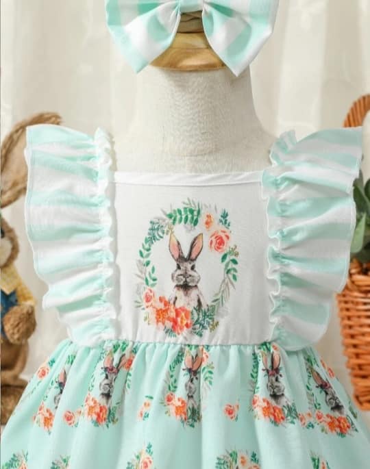 Baby Floral Trim Dress with Headband