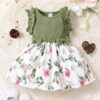 Green and White Floral Frock