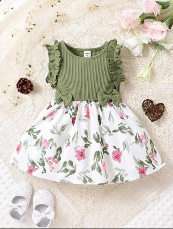 Green and White Floral Frock