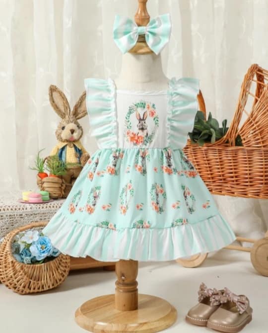 Baby Floral Trim Dress with Headband