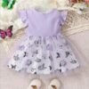 Purple Butterfly Print Frock