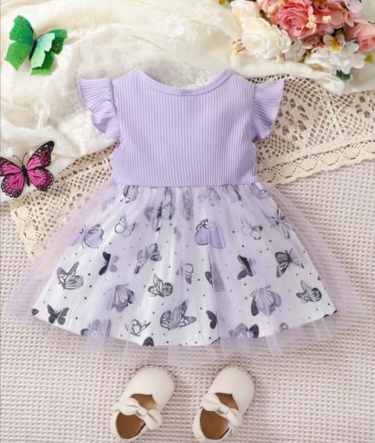 Purple Butterfly Print Frock