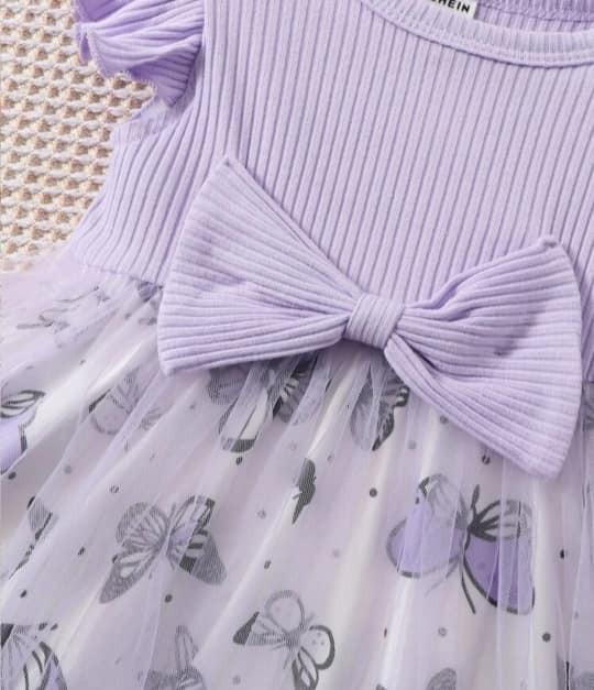Purple Butterfly Print Frock