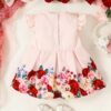 Pink Baby Floral Trim Pleated Dress