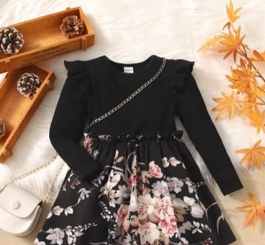Floral Print Ruffle Trim Dress