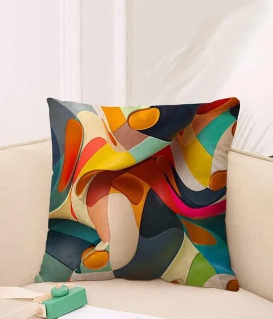 Color Block Cushion, Modern Polyester