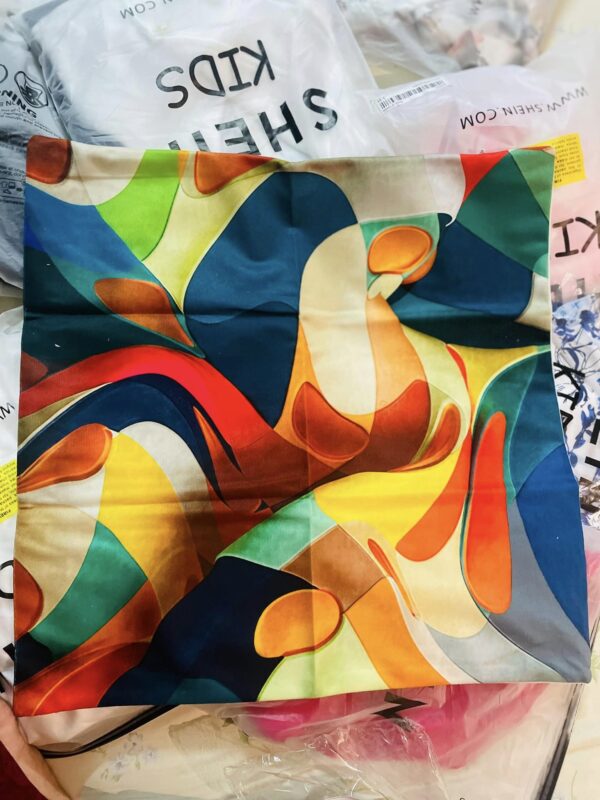 Color Block Cushion, Modern Polyester