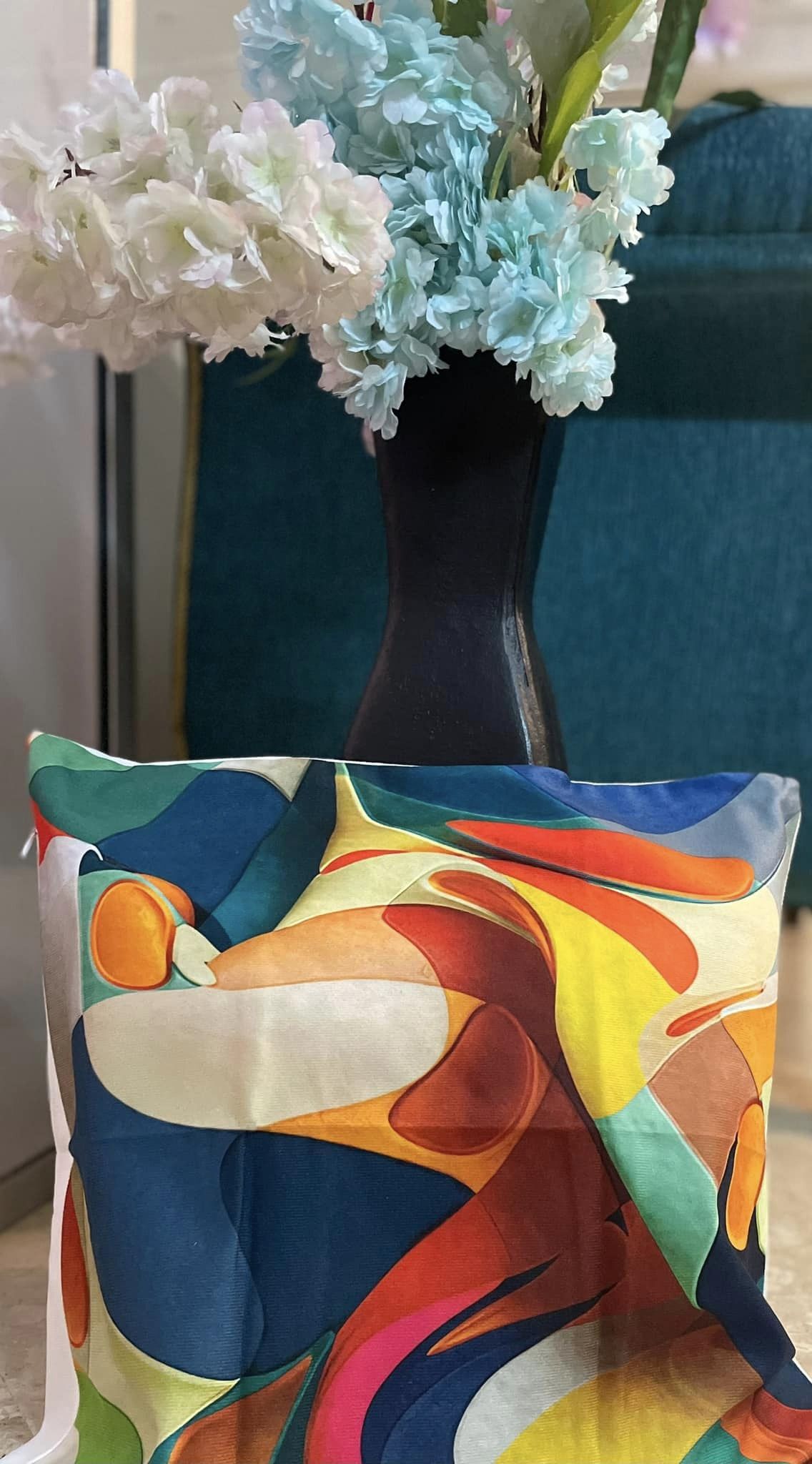 Color Block Cushion, Modern Polyester