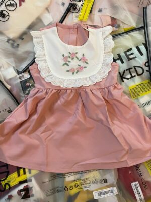 pink and white frock