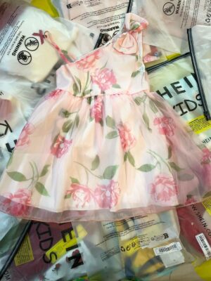pink party wear frock