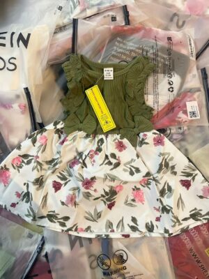 green and white frock