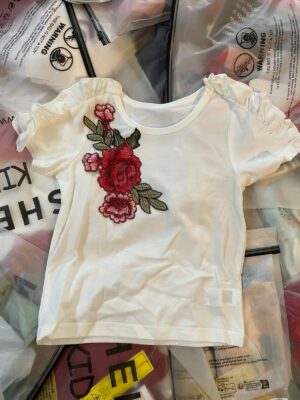 white embriodery patch t shirt